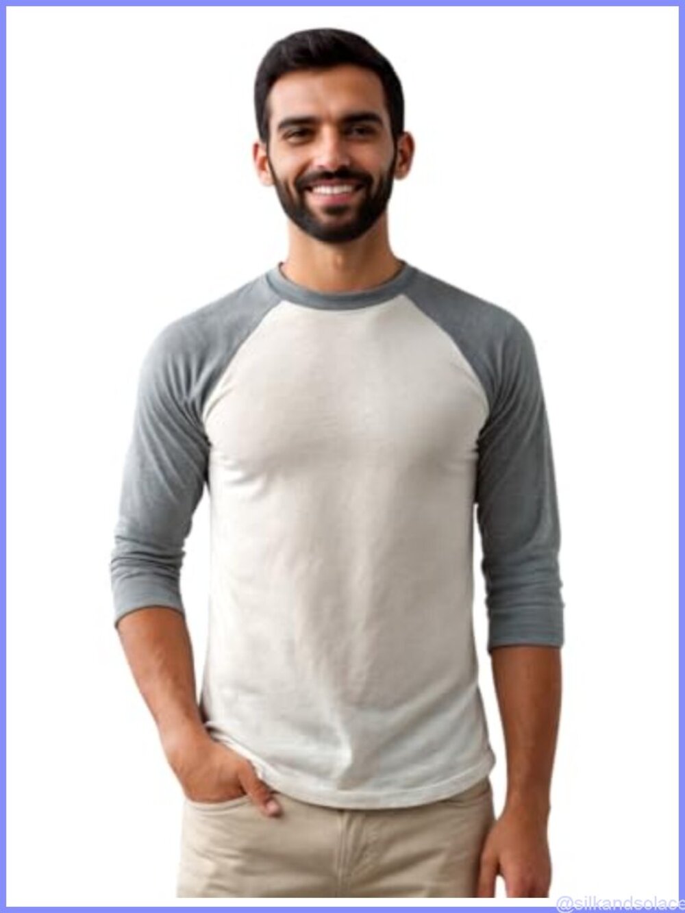 Men's Baseball T-Shirts 3/4 Sleeve Crew Neck Classic Fitted Tee